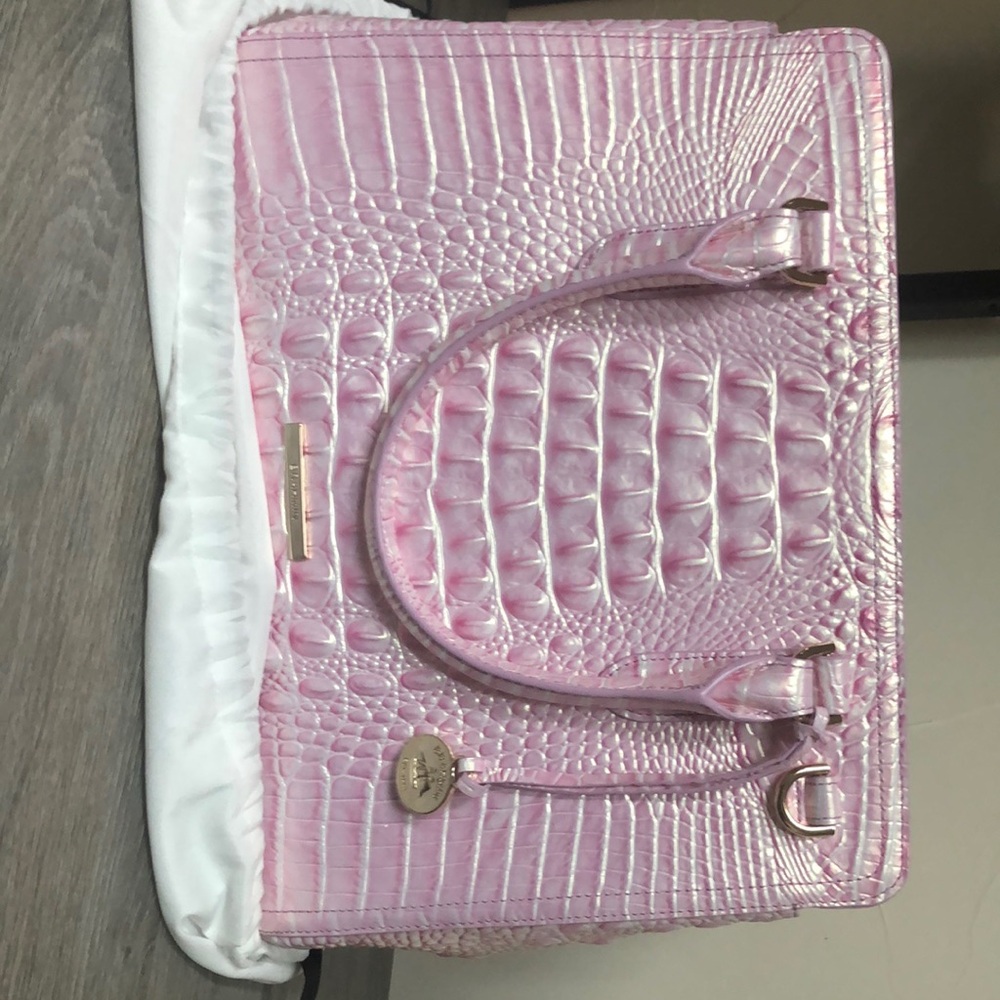 Brahmin Pink Croc-Embossed Crossbody Bag